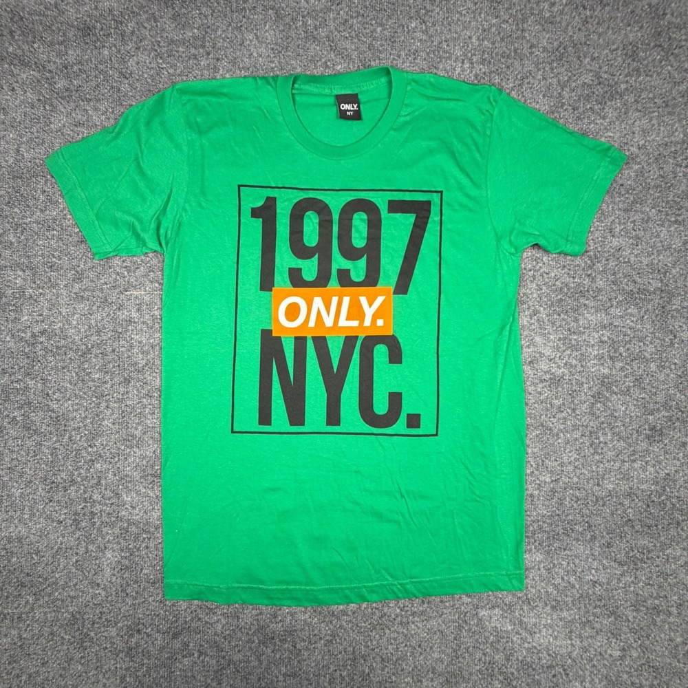 Only NY 1997 NYC Graphic T-Shirt Mens Large Green Made in USA Streetwear Cotton